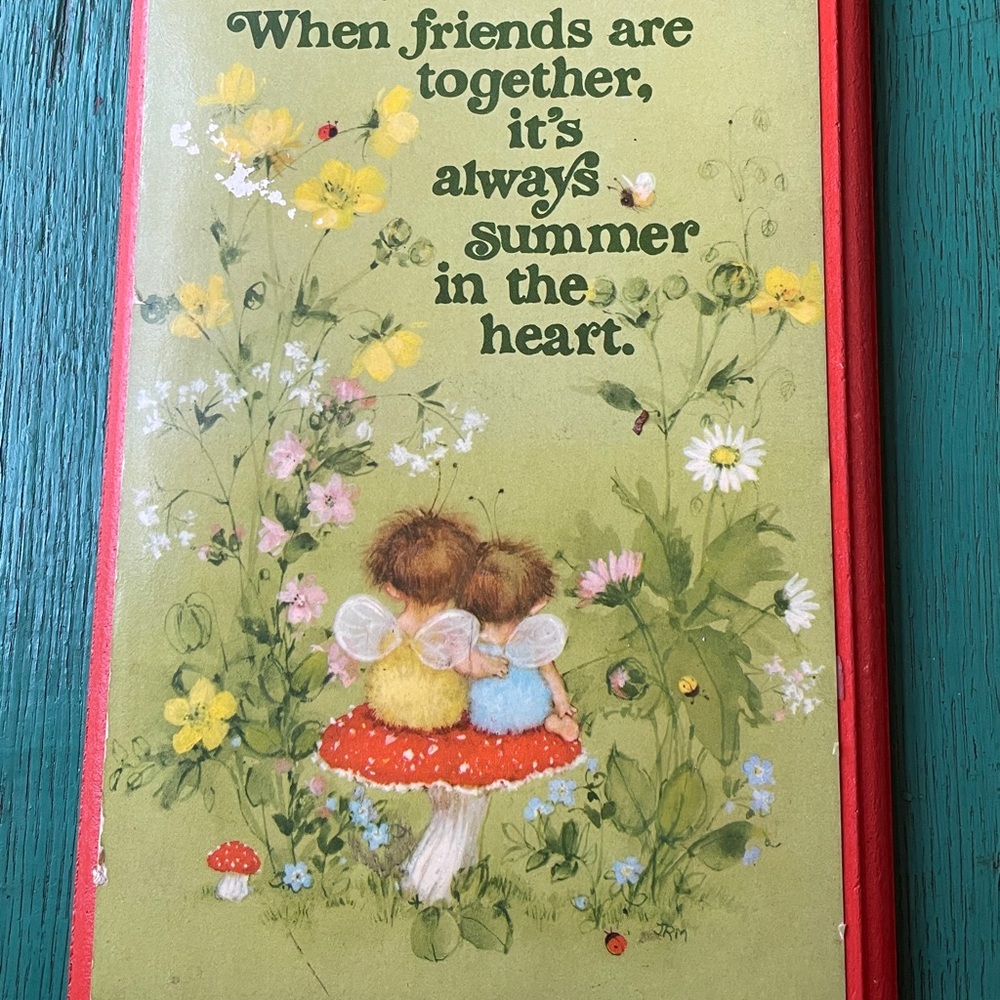 Vintage Friendship Plaque with Faeries & Mushrooms